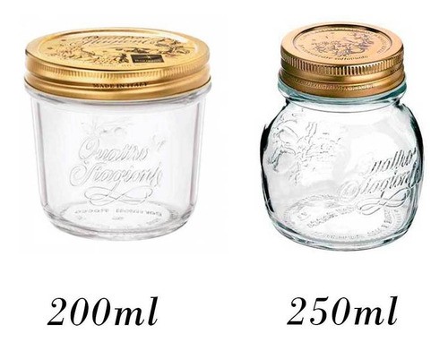 2 Potes herméticos de vidro Quattro Stagioni  Bormioli Rocco para papinhas, geleias, compotas, doces e conservas