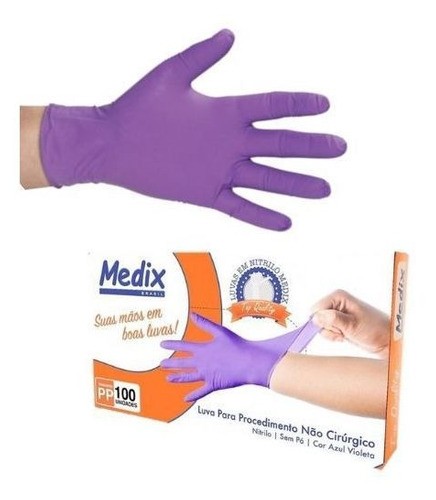 Luvas de Procedimento Nitrílica Azul Violeta Medix Sem Pó 500 Unidades