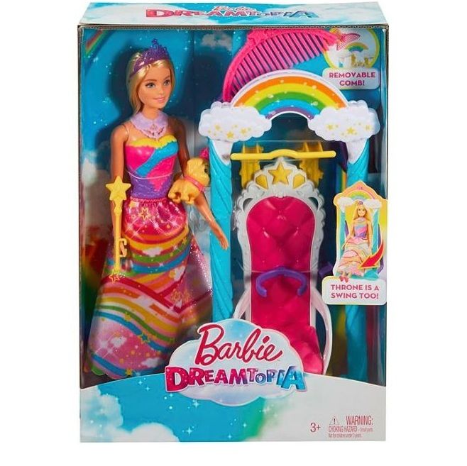 Boneca Barbie Dreamtopia Trono de Arco-Íris - Mattel 