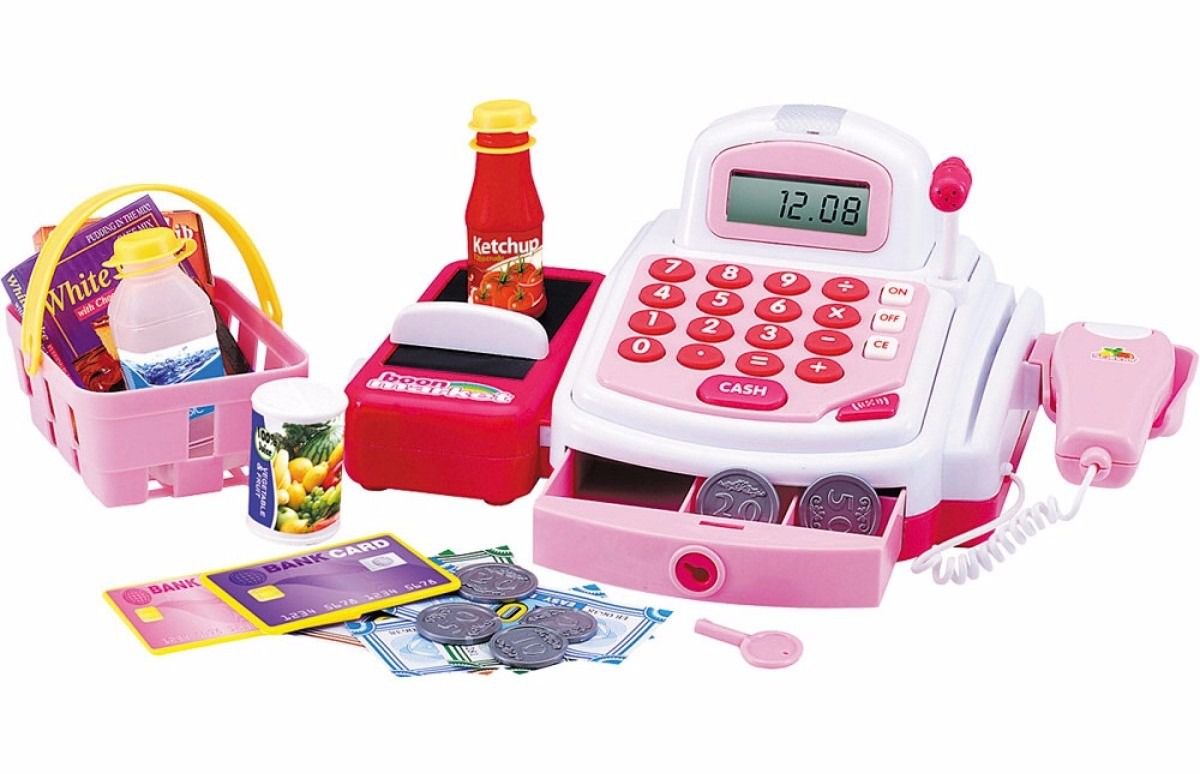 Caixa Registradora Hora das Compras Rosa com Luz e Som Grande - DM Toys