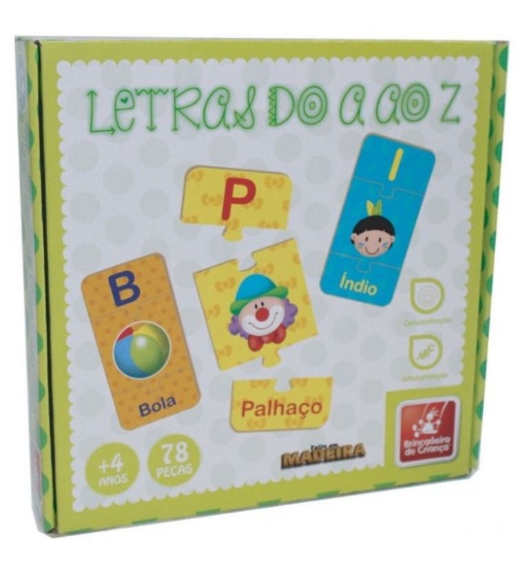 Quebra-cabeça Letras do A ao Z 78 Peças em Madeira - Brincadeira de Criança