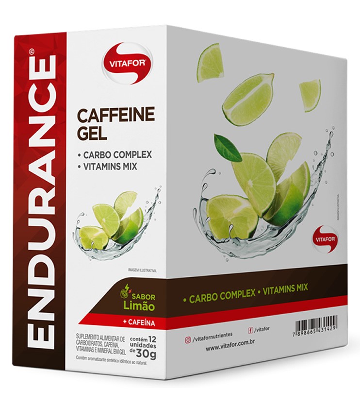 Endurance Caffeine Gel Sabor Limão Caixa com 12 Sachês 30g cada - Vitafor