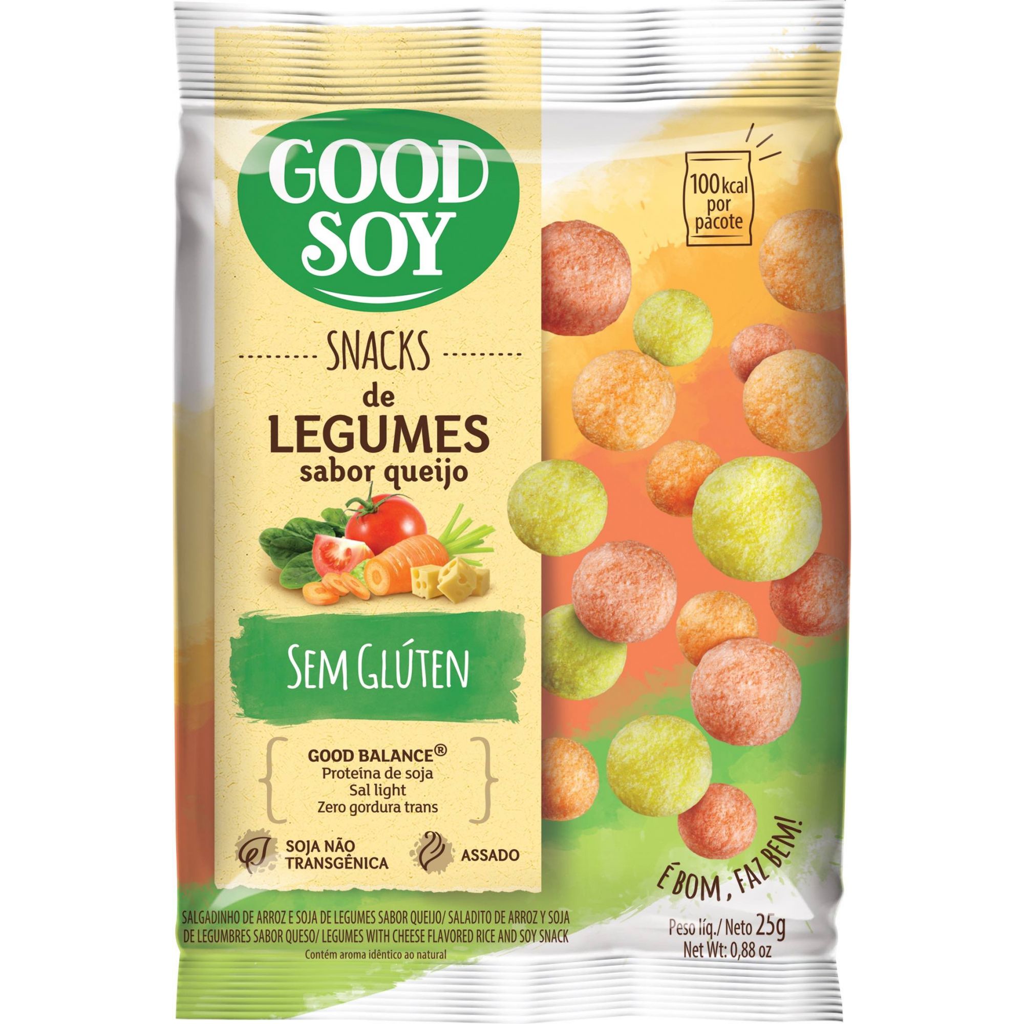 Snack salgadinho de Soja sabor Legumes ao Queijo 25g - GoodSoy