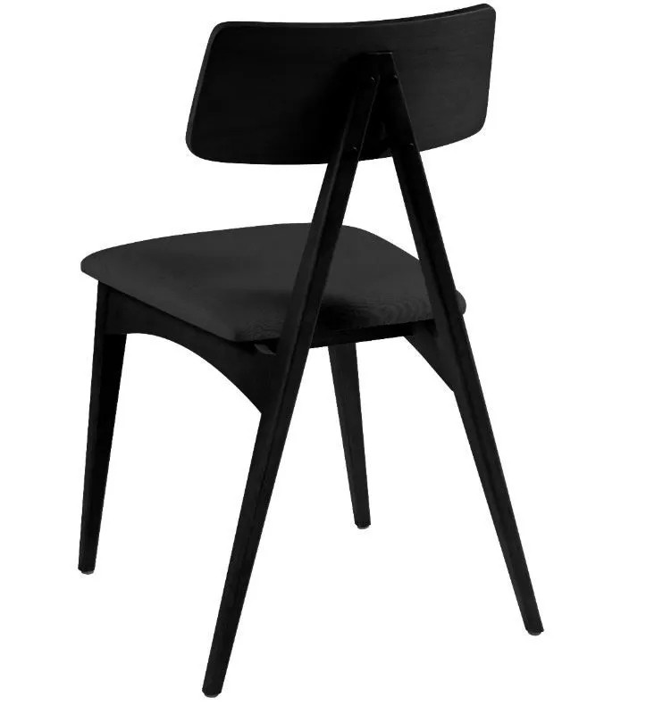 Kit c/ 2 unidades Cadeira Cadeira Fuji Madeira Maciça Preta Tecido Assento Veludo Preto