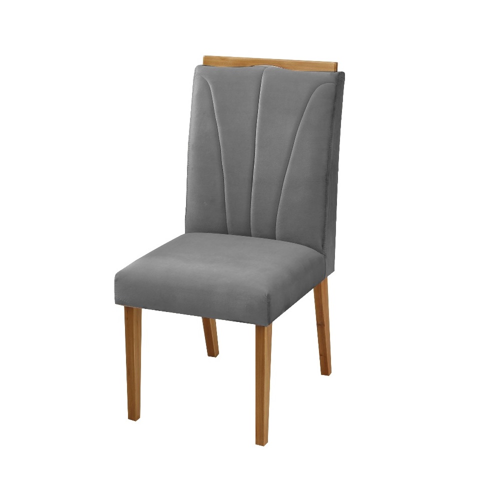 Conjunto 02 Cadeiras Ametista Madeira Cinza Chumbo - Imperial Decor