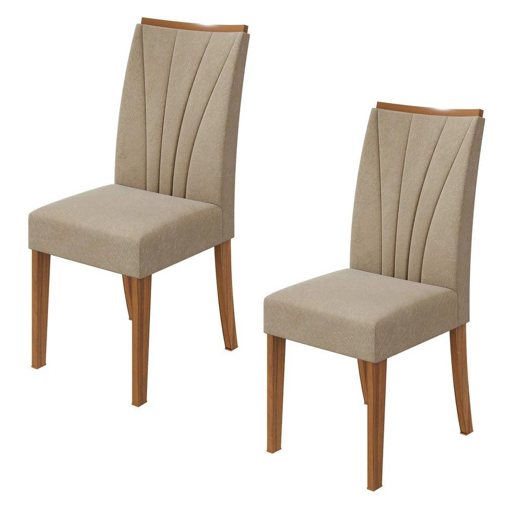 Conjunto 2 Cadeiras Apogeu Rovere Naturale/Velvet Naturale Creme - Lopas