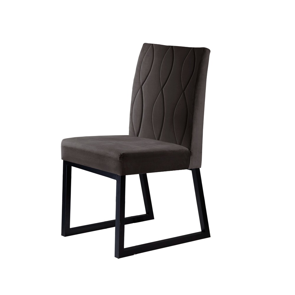 Conjunto 2 Cadeiras Atena Preto/Veludo Marrom - MAIS DECOR