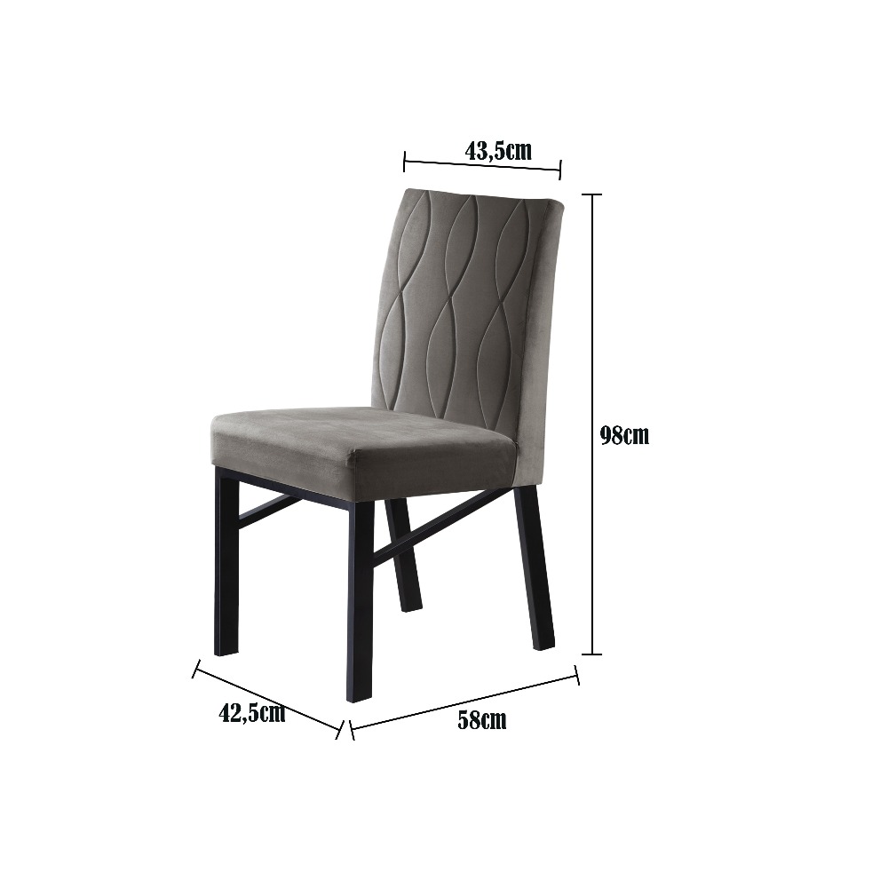 Conjunto 2 Cadeiras Zeus Preto/Veludo Bege Marfim - MAIS DECOR