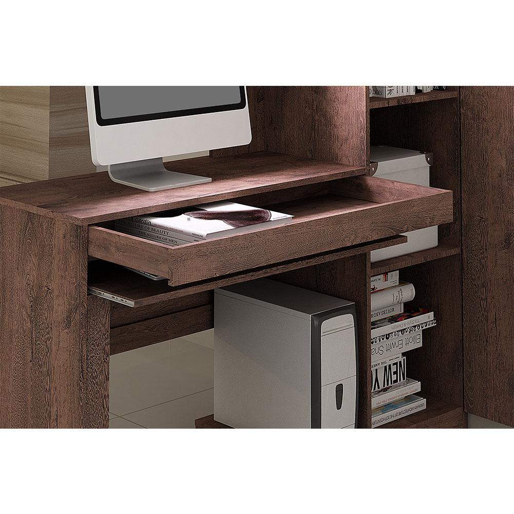 Mesa para Computador com Armário 1 Porta 1 Gaveta Office Castanho - Valdemóveis