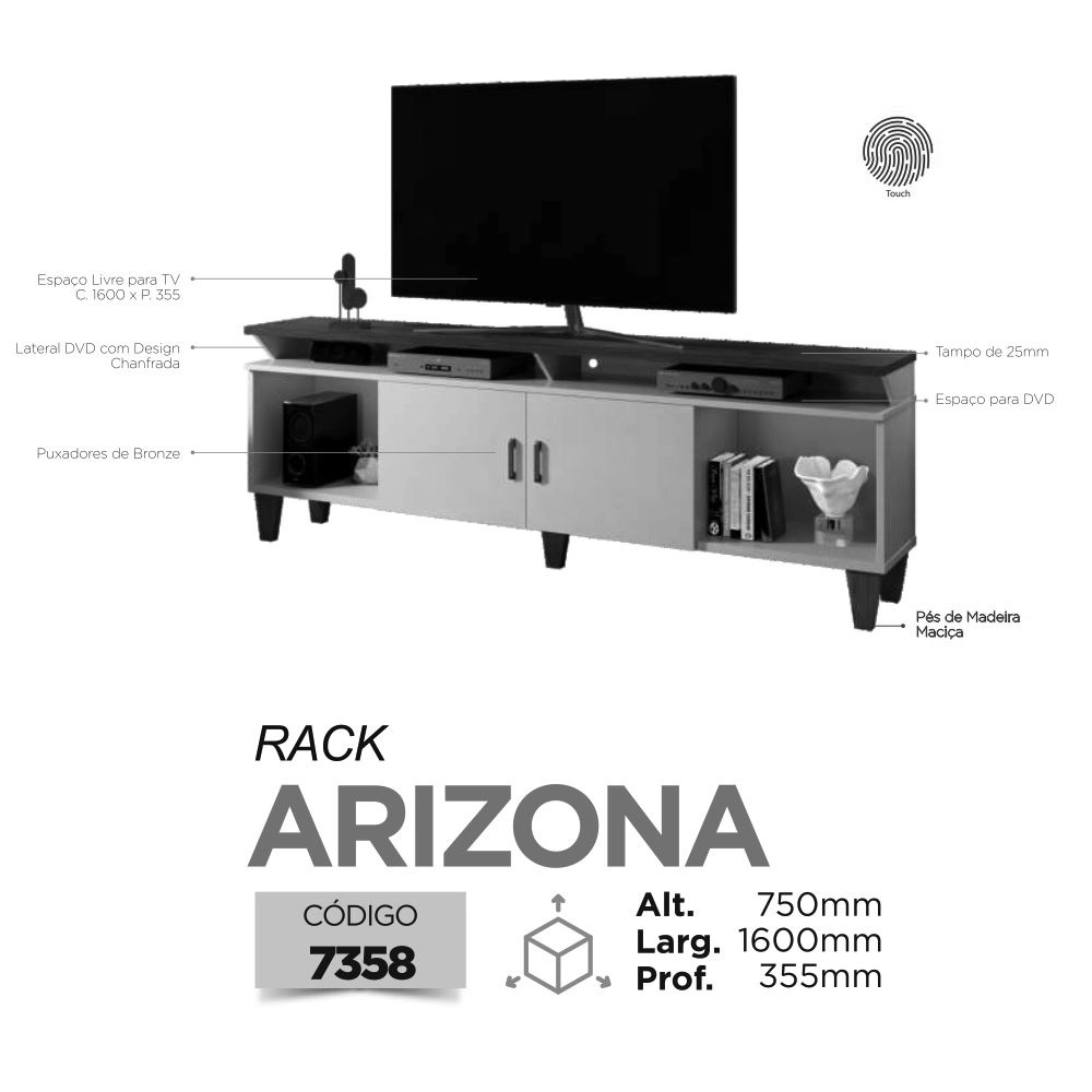 Rack TV até 65" Arizona - Off White/Canion Soft - Mavaular