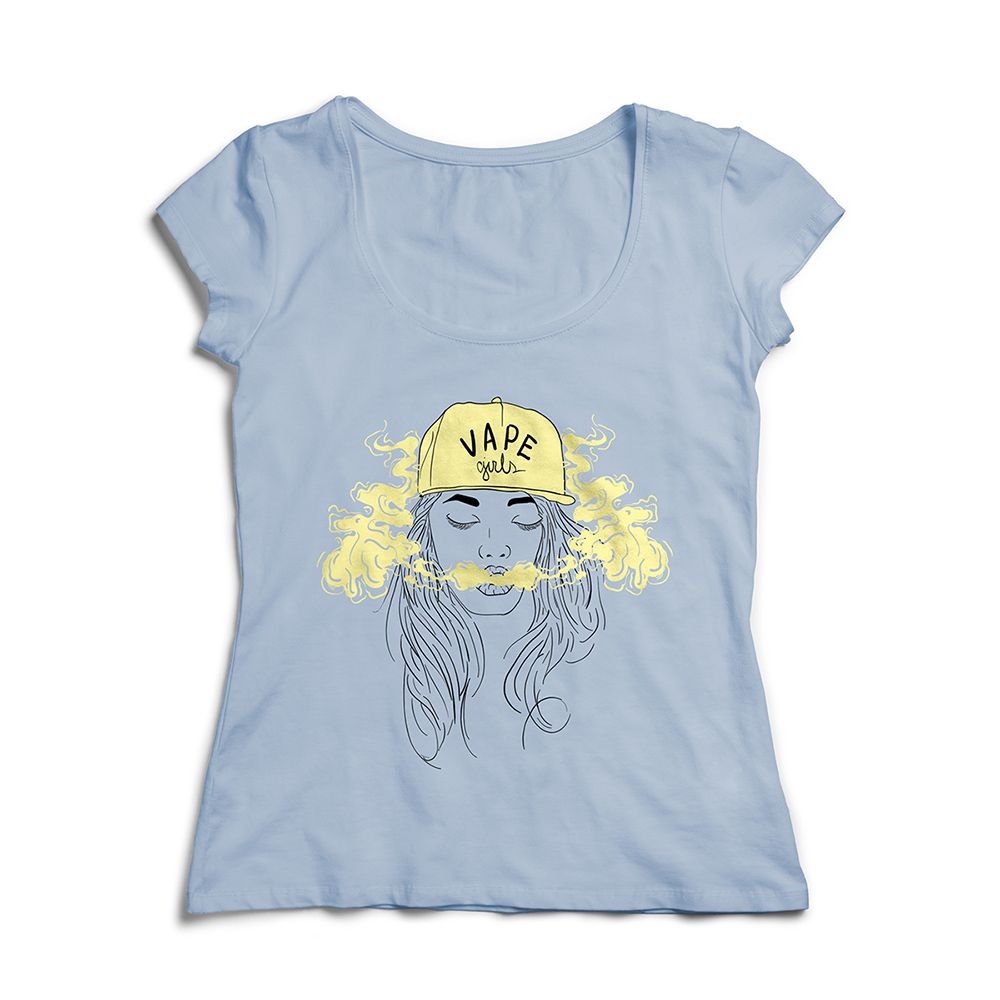 Camiseta Baby Look Azul - Estampa Vape Girl