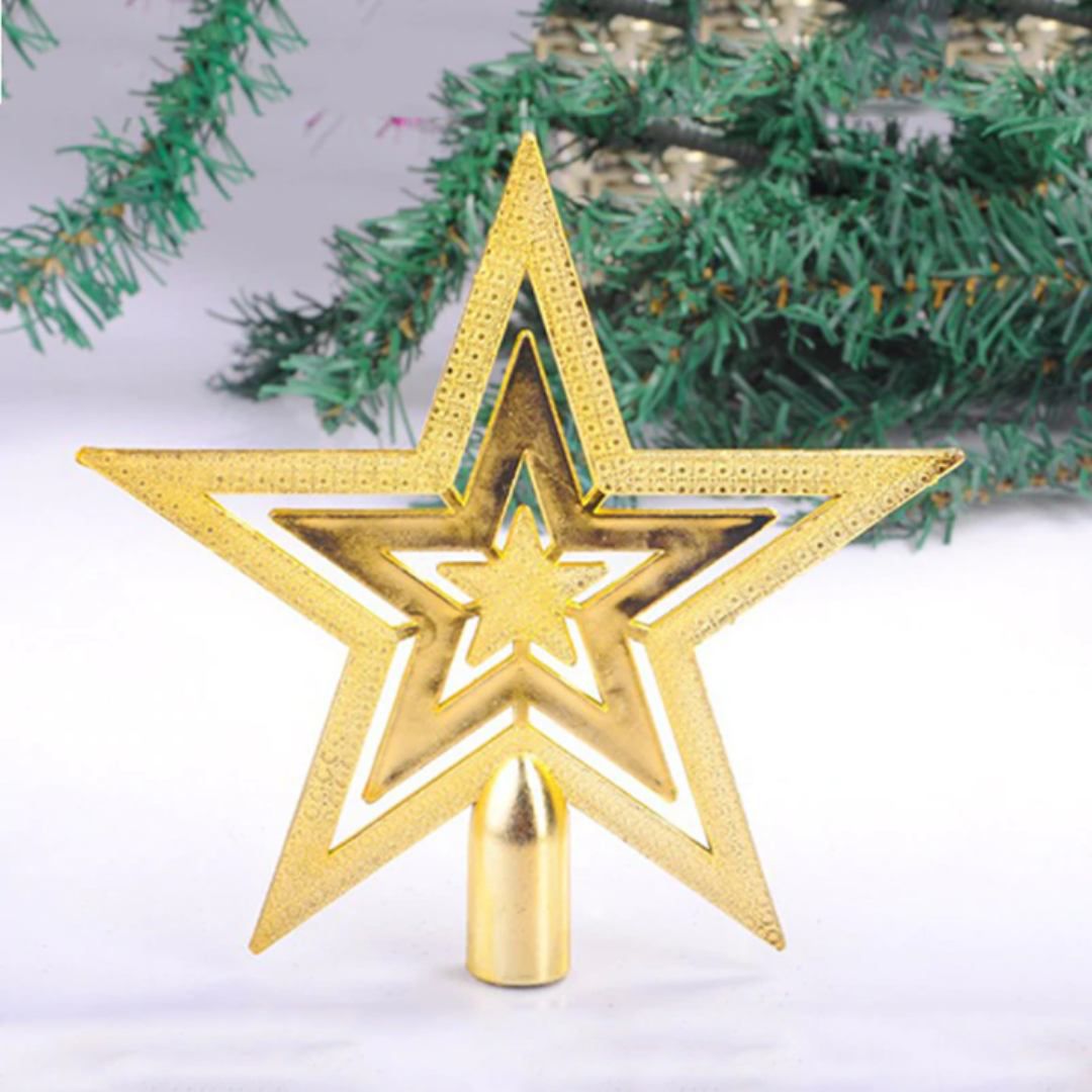 Estrela Ponteira Dourada 17cm Enfeite Árvore De Natal Natalino -  