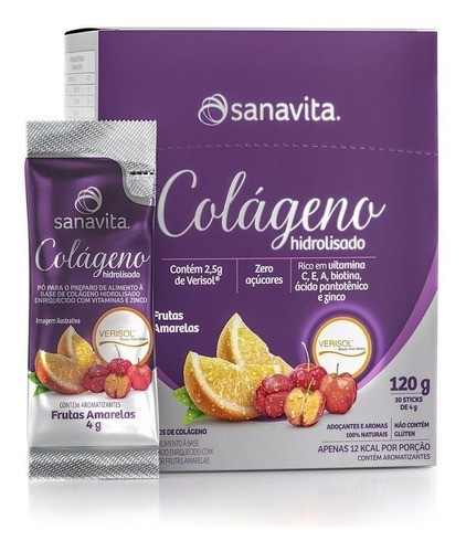 Sanavita - Colágeno Hidrolisado Verisol Frutas Amarelas 120g