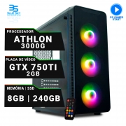 Computador Gamer AMD Athlon 3000G, SSD 240GB, 8GB DDR4, 400W, GTX 750TI 2GB