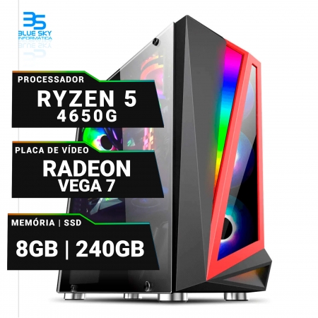 Computador Gamer AMD Ryzen 5 4650g, SSD 240GB, 8GB DDR4, 400W