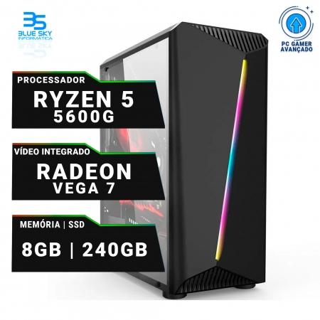 Computador Gamer AMD Ryzen 5 5600g, SSD 240GB, 8GB DDR4, 500W