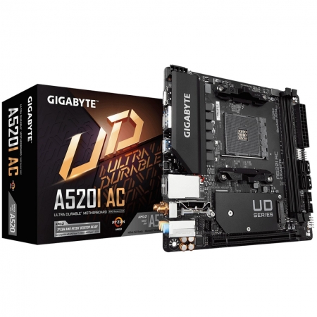 Placa Mãe Gigabyte A520I AC Chipset A520 AMD AM4 Wi-Fi Mini-ITX DDR4 - 9MA52IAC-00-11