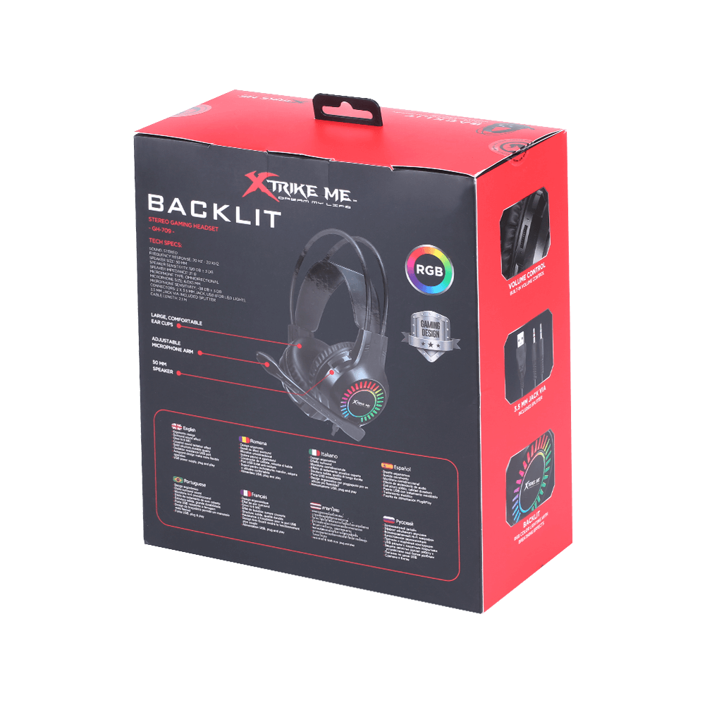 Headset X-trike GH-709 USB + 3,5mm Stereo Gaming RGB