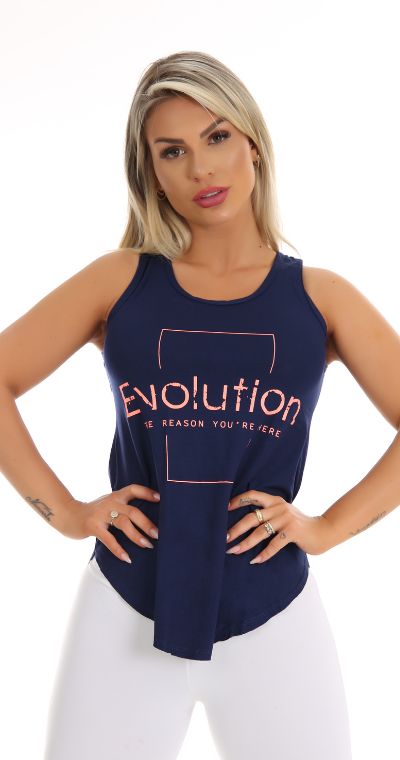 Camiseta Fitness Feminina Academia Azul Evolution