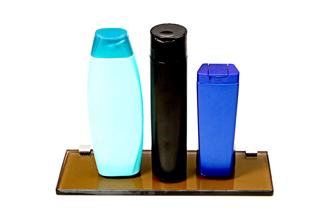 Porta Shampoo Reto em Vidro Bronze Lapidado - Aquabox  - 30cmx9cmx10mm
