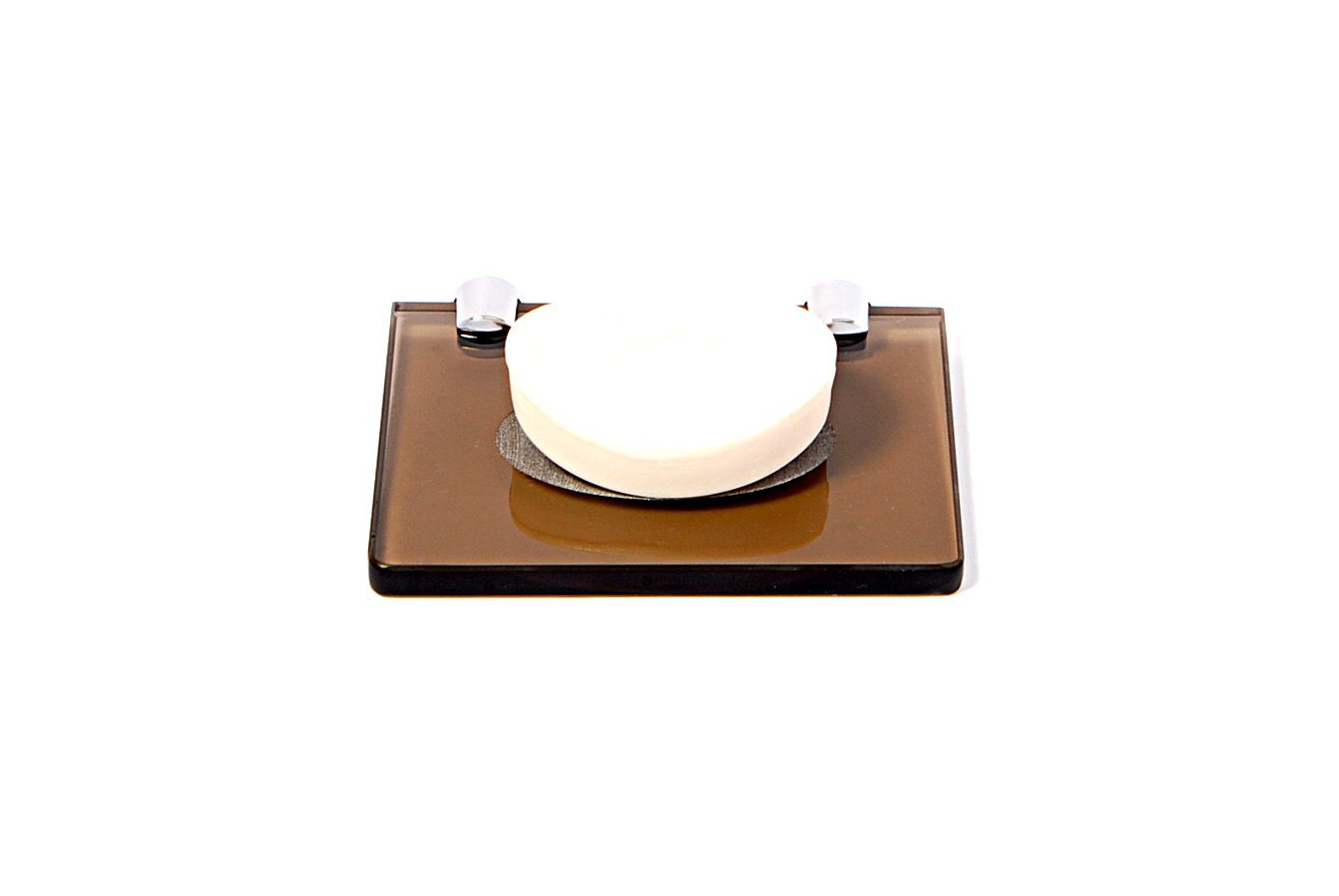 Saboneteira em Vidro Bronze Lapidado - Aquabox  - 14cmx9cmx10mm.