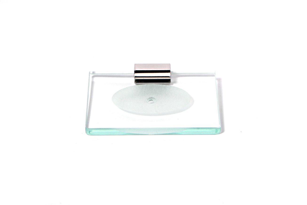 Saboneteira em Vidro Incolor Lapidado - Aquabox  - 14cmx9cmx10mm.