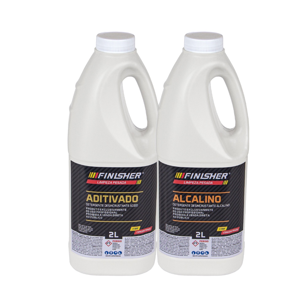 Kit Aditivado E Alcalino Detergente Desincrustante Finisher 2 Litros