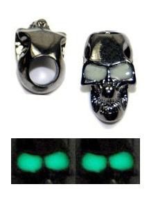Caveira Metal Skull Bead Com ou Sem Olhos Luminescentes p/ Paracord Chaveiro Lanyard 