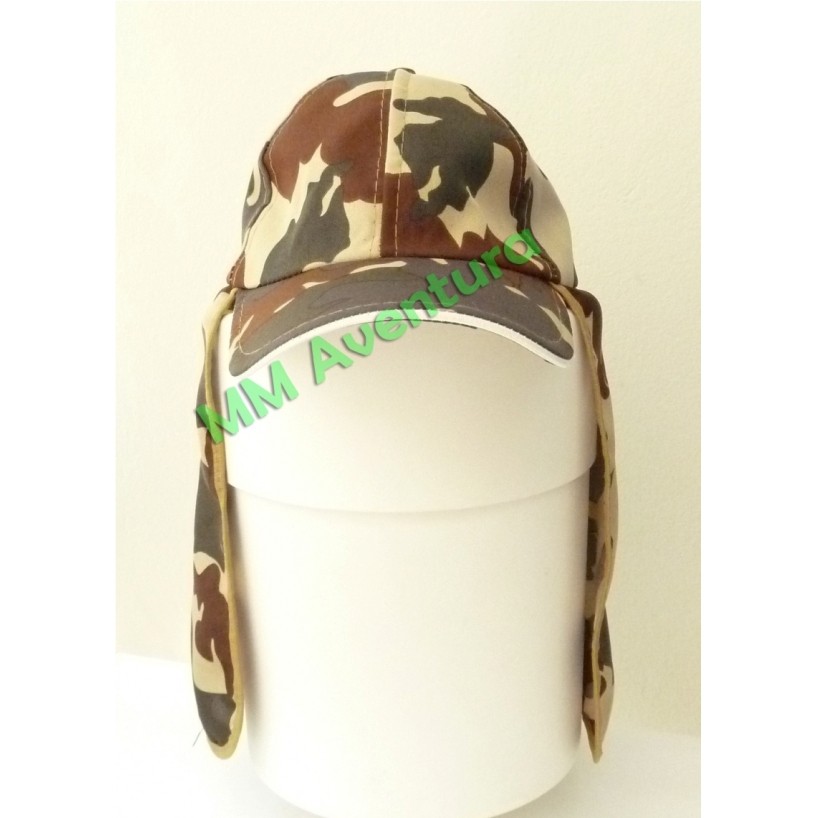 Boné Chapéu Camuflado Verde ou Bege Com Proteção de Pescoço