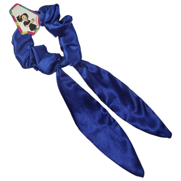 Xuxinha Laço de Cetim - Azul Royal - Elastano - Anti Frizz