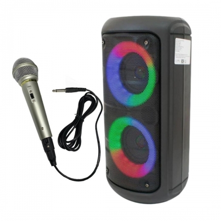 Caixa De Som Karaokê Bluetooth com Microfone Luz Led Rgb KTS-1265 Big Sound