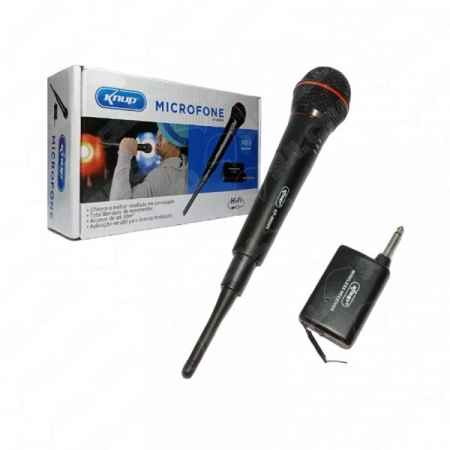 Microfone 2 em 1Profissional Sem Fio e Com Fio Knup KP-M0005