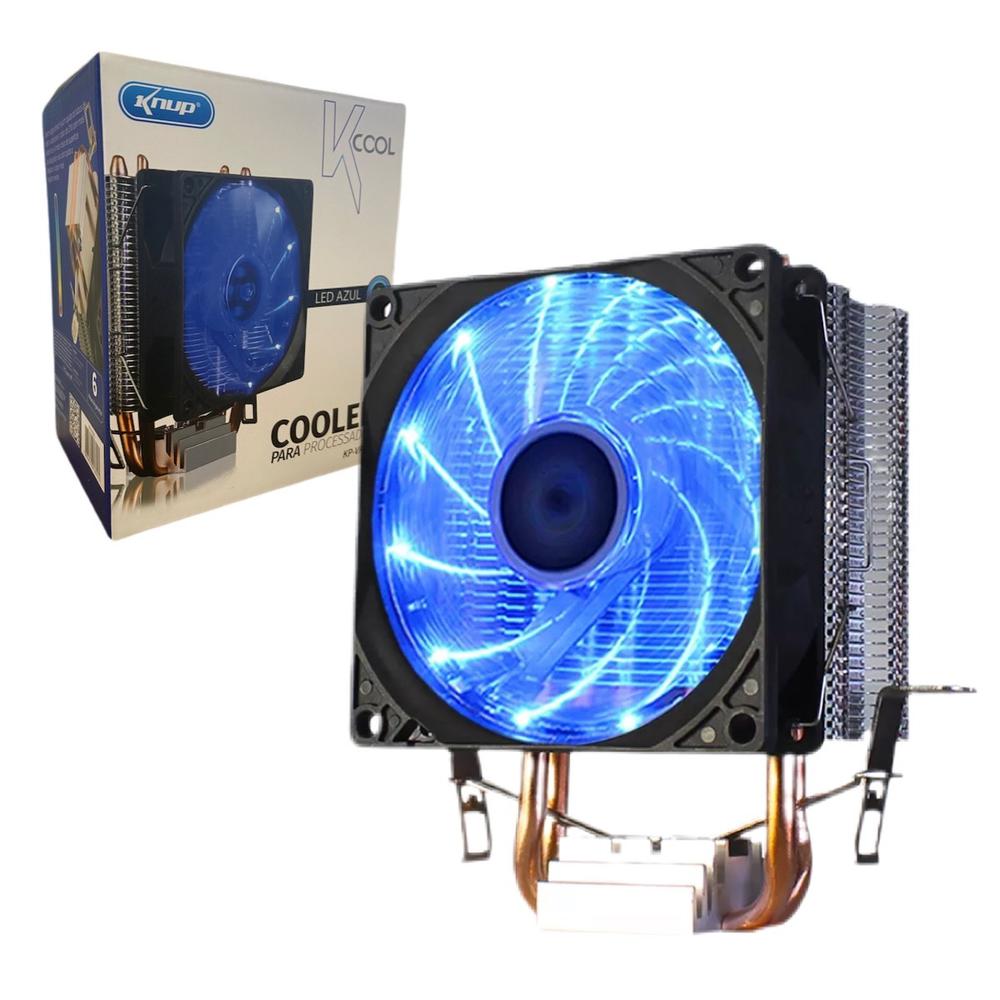 Cooler para Processador Duplo Fan 90mm Gamer Led Azul KP-VR304