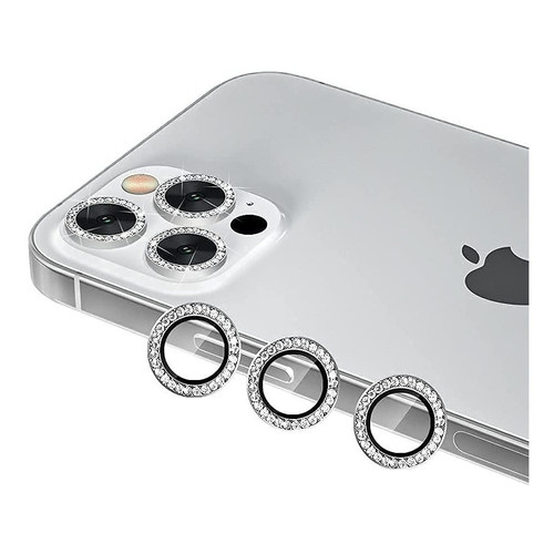 Película Câmera Strass Prata para iPhone 11 / 12 / 12 Mini
