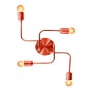 Plafon Luminária Aranha industrial retrô cobre rosê para 4 lâmpadas E27