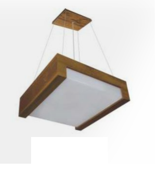 Lustre Pendente quadrado em madeira com difusor acrílico 40 cm para 4 lâmpadas E27 202/40