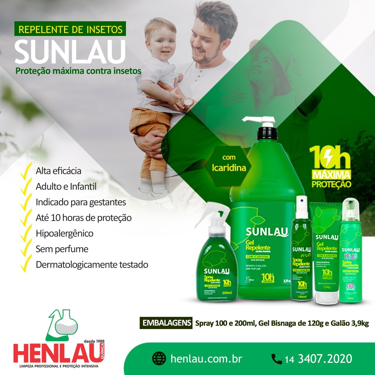 Repelente de Gestante Contra insetos Sunlau Max Spray com Icaridina 10 horas de proteção 100ml