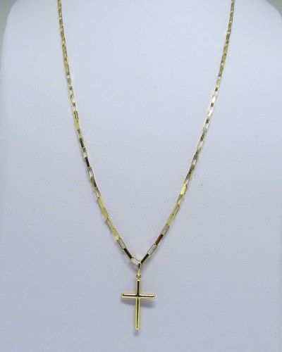 Cordão Corrente Masculina Ouro 70cm 3 Gr E Pingente Crucifixo Ouro 18k 750 Cadeado