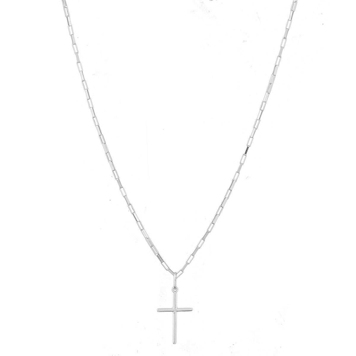 Cordão Corrente Masculina Cadeado 60cm Pingente Cruz Crucifixo De Prata 925
