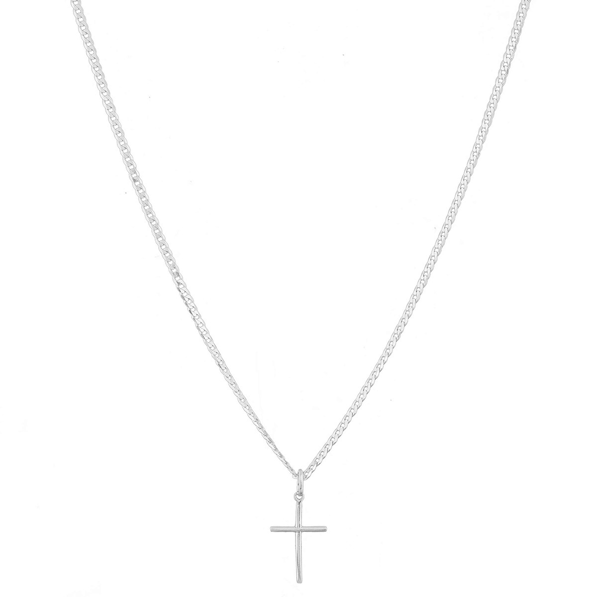 Cordão Corrente Masculina Grumet 60cm Pingente Crucifixo De Prata 925