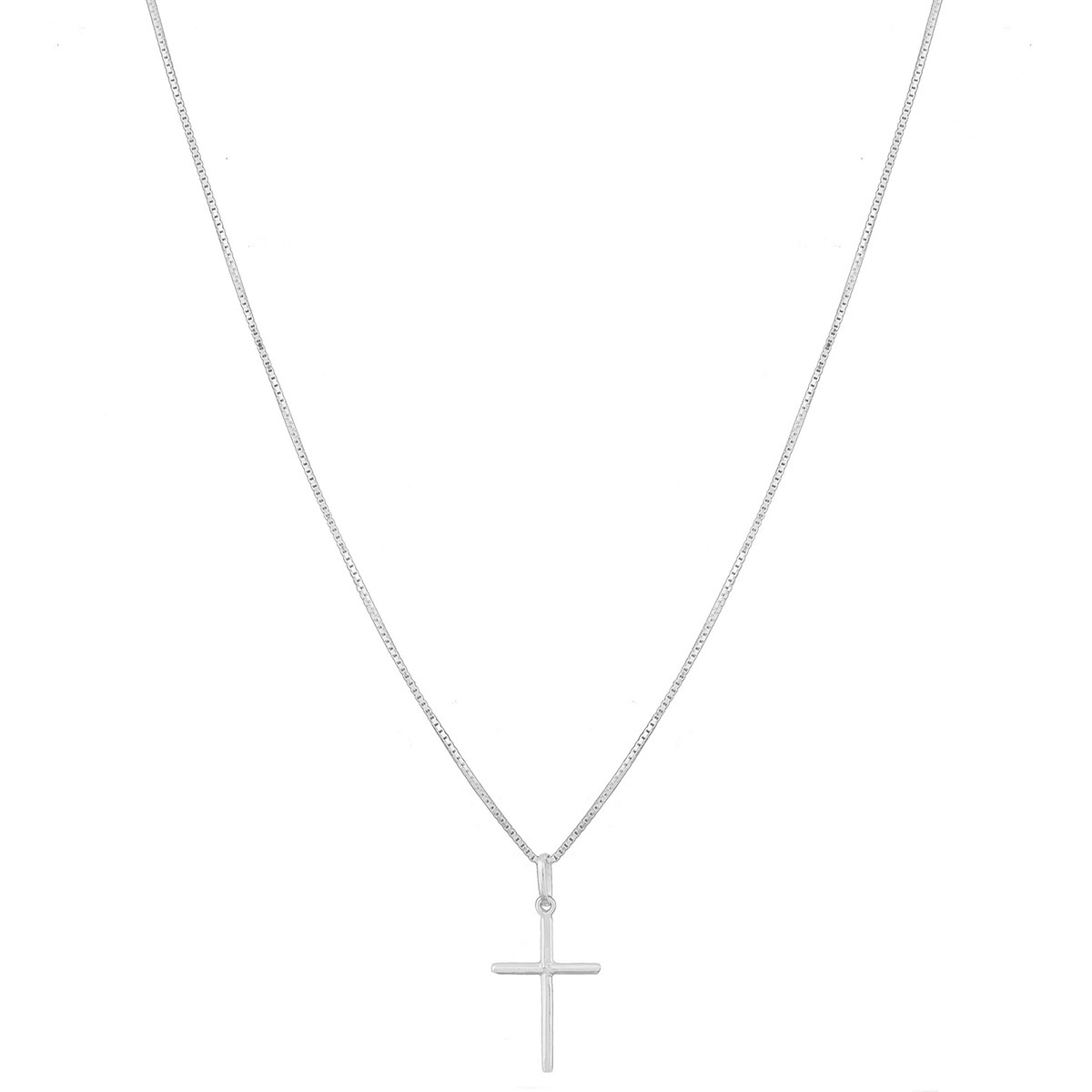 Cordão Corrente Masculina Veneziana 80cm Pingente Cruz Crucifixo De Prata 925