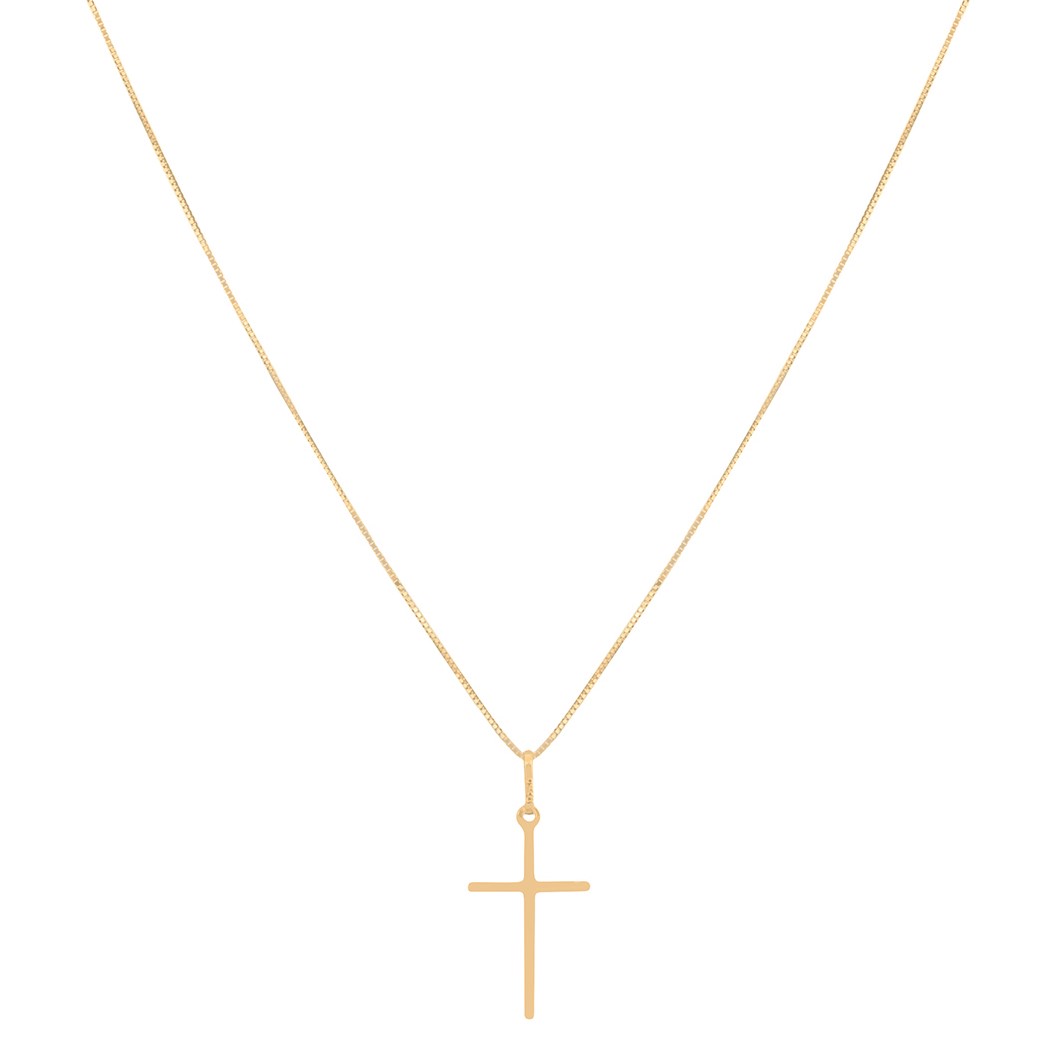 Corrente Veneziana 45cm Pingente Crucifixo Ouro 18k