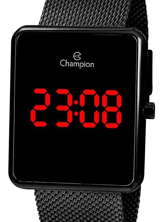 Relógio Champion Feminino Digital Preto Quadrado CH40080D