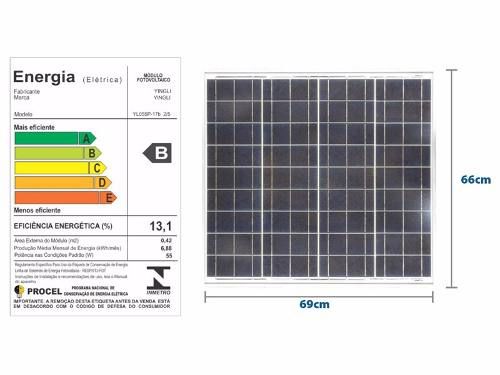 Painel Solar Yingli 55w + Controlador Pwm 10a + Mc4 - Foto 1