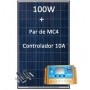 Painel Solar Yingli 100W + Controlador PWM 10A LCD + Par MC4 - Foto 0