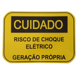 Placa Cuidado - RISCO DE CHOQUE ELÉTRICO  GERAÇÃO PRÓPRIA - Cemig Tam 20x14,4 CA PVC/PS - Foto 0