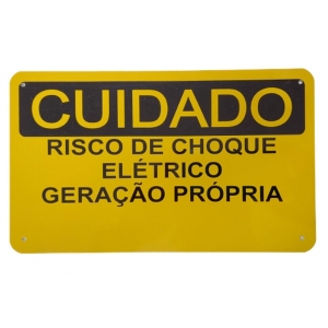 Placa Cuidado Risco de Choque Elétrico Geração Própria EDP - Tam 25x15 Alumínio CA - c/ 10un - Foto 2