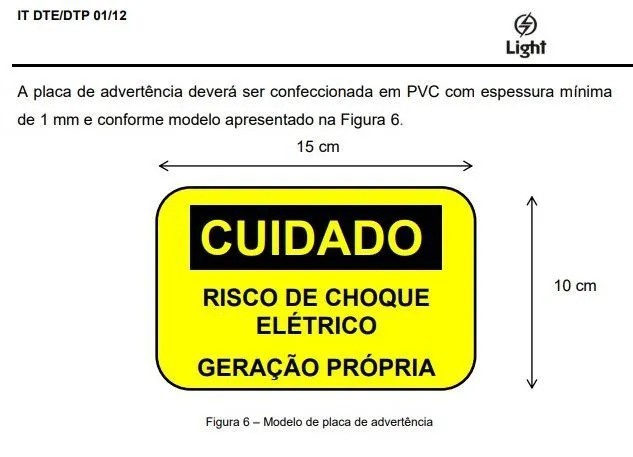 Placa Cuidado  Risco de Choque Elétrico Geração Própria Light - Tam 15x10 PVC C/ 5Un - Foto 2