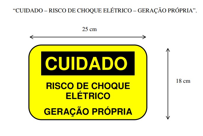 Placa Cuidado - RISCO DE CHOQUE ELÉTRICO  GERAÇÃO PRÓPRIA - Padrão Celesc, Enel - Tam 25x18 CA PVC/PS - 5un - Foto 2