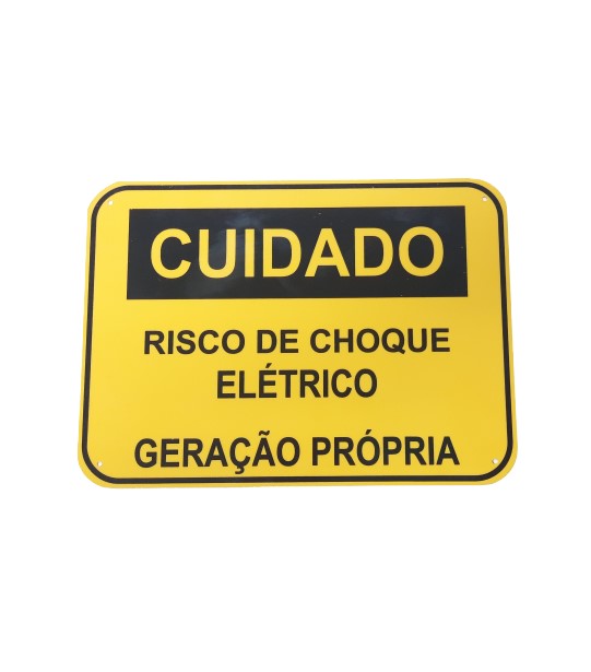 Placa Cuidado - RISCO DE CHOQUE ELÉTRICO  GERAÇÃO PRÓPRIA - Padrão Celesc, Enel - Tam 25x18 CA PVC/PS - 5un - Foto 3